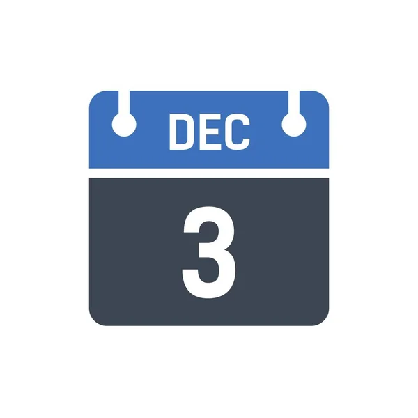 Dezembro Ícone Data Calendário Ilustração Vetorial Estilo Plano Data Dia — Vetor de Stock