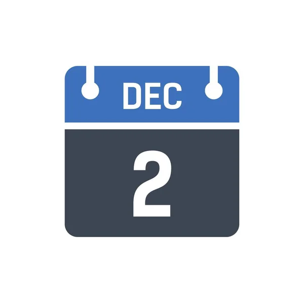 December Calendar Date Icon Vector Illustration Flat Style Date Day — Stock Vector