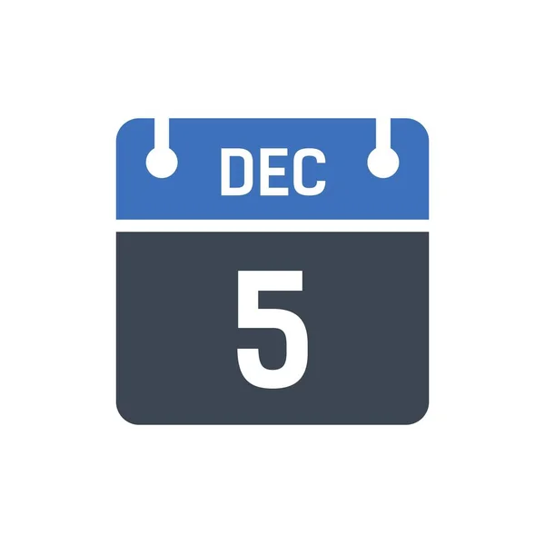 December Calendar Date Icon Vector Illustration Flat Style Date Day — Stock Vector