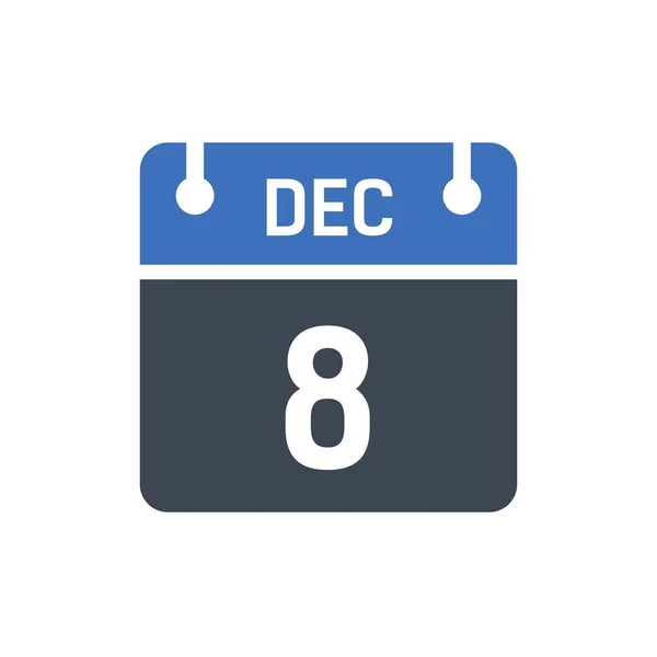 December Calendar Date Icon Vector Illustration Flat Style Date Day — Stock Vector