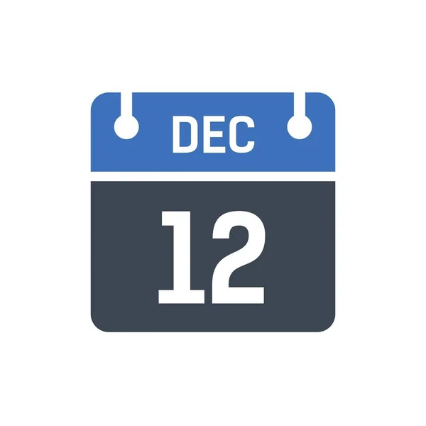 December Calendar Date Icon Vector Illustration Flat Style Date Day — Stock Vector