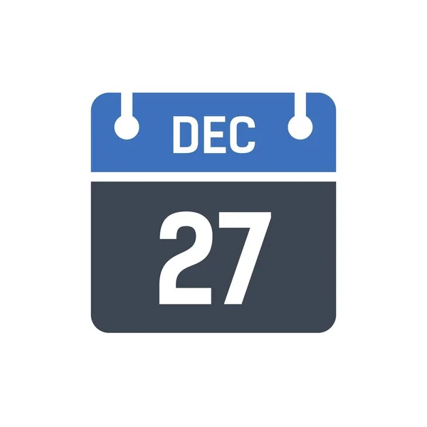 Δεκεμβρίου Εικονίδιο Ημερολογίου Εικονογράφηση Διάνυσμα Επίπεδο Στυλ Ημερομηνία Ημέρα Του — Διανυσματικό Αρχείο