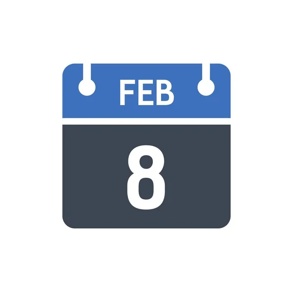 Φεβρουαρίου Εικονίδιο Ημερολογίου Εικονογράφηση Διάνυσμα Επίπεδο Στυλ Ημερομηνία Ημέρα Του — Διανυσματικό Αρχείο