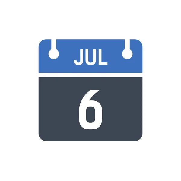 July Calendar Date Icon Vector Illustration Flat Style Date Day — Stock Vector