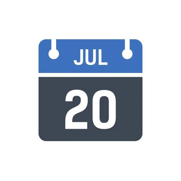 July Calendar Date Icon Vector Illustration Flat Style Date Day — Stock Vector