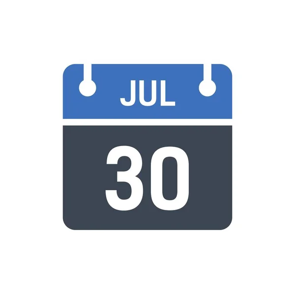 Juli Kalenderdatum Ikonen Vektorillustration Platt Stil Datum Dag Månaden Platt — Stock vektor
