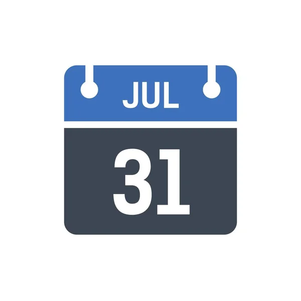 Juli Kalenderdatum Symbol Vektor Illustration Flacher Stil Datum Tag Des — Stockvektor
