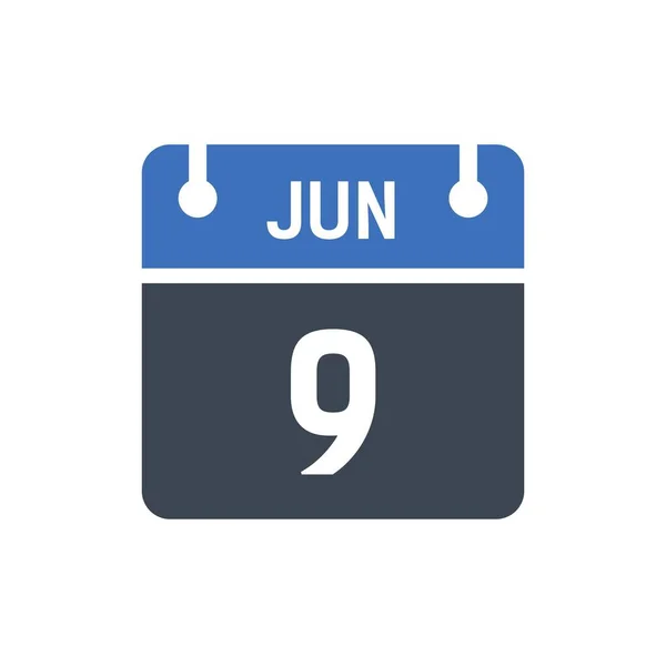 Juni Kalenderdatum Ikonen Vektorillustration Platt Stil Datum Dag Månaden Platt — Stock vektor
