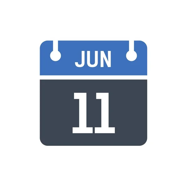 Giugno Icona Data Calendario Illustrazione Vettoriale Stile Piatto Data Giorno — Vettoriale Stock