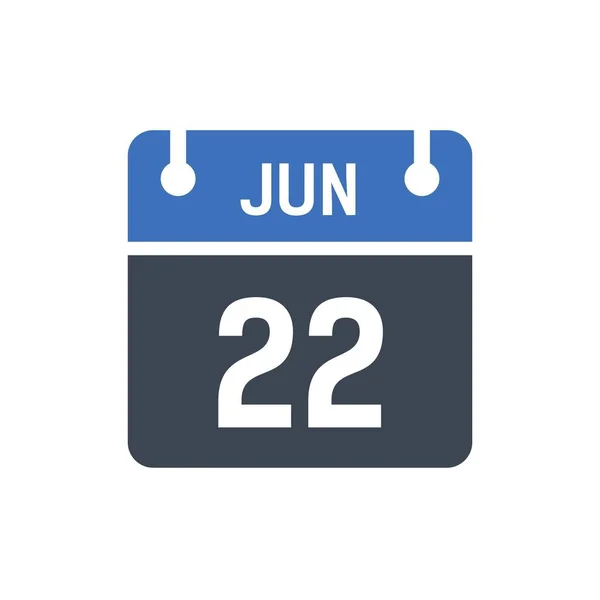 Juni Kalenderdatum Ikonen Vektorillustration Platt Stil Datum Dag Månaden Platt — Stock vektor