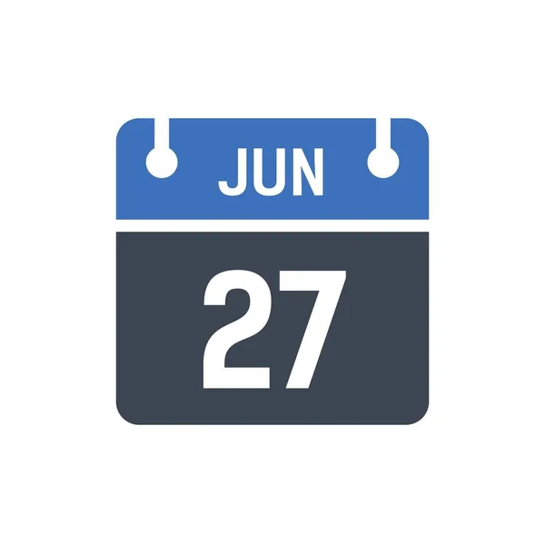 Junio Icono Fecha Calendario Ilustración Vectorial Estilo Plano Fecha Día — Vector de stock