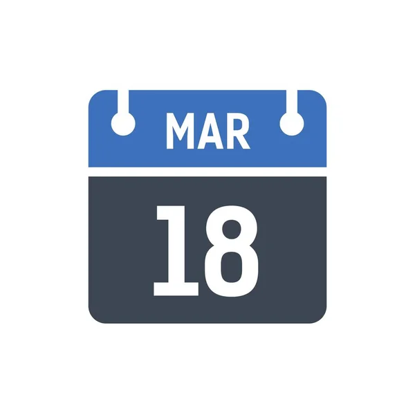 Março Ícone Data Calendário Ilustração Vetorial Estilo Plano Data Dia —  Vetores de Stock