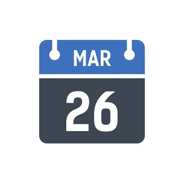 March Calendar Date Icon Vector Illustration Flat Style Date Day — Stock Vector