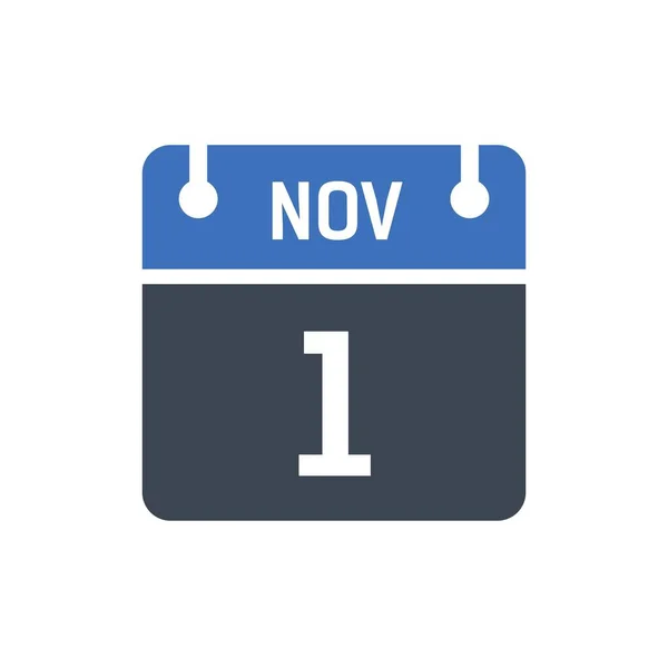 November Calendar Date Icon Vector Illustration Flat Style Date Day — Stock Vector