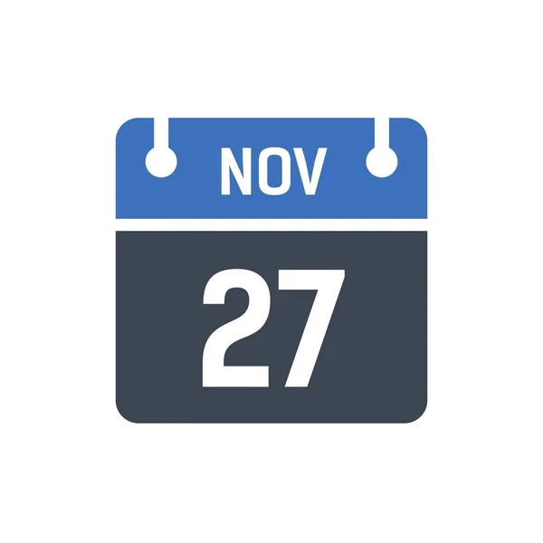 November Kalenderdatum Symbol Vektor Illustration Flacher Stil Datum Tag Des — Stockvektor