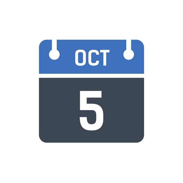 Oktober Kalenderdatum Symbol Vektor Illustration Flacher Stil Datum Tag Des — Stockvektor