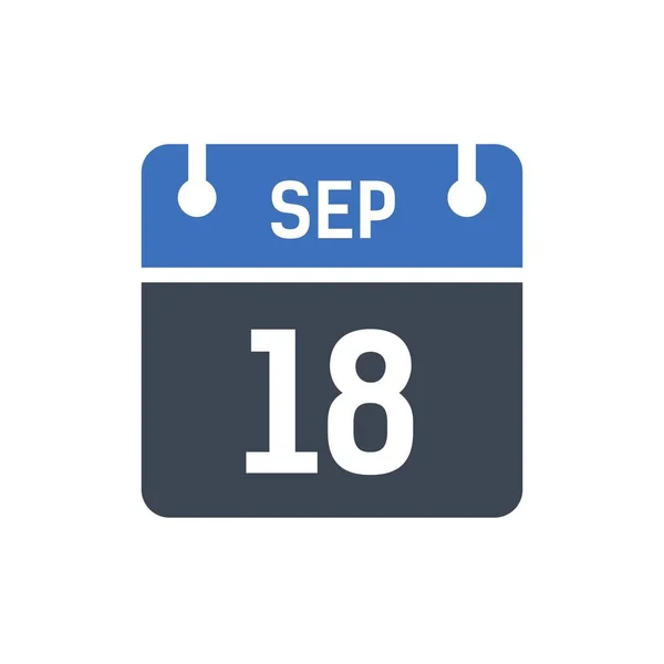 Septiembre Icono Fecha Calendario Ilustración Vectorial Estilo Plano Fecha Día — Vector de stock