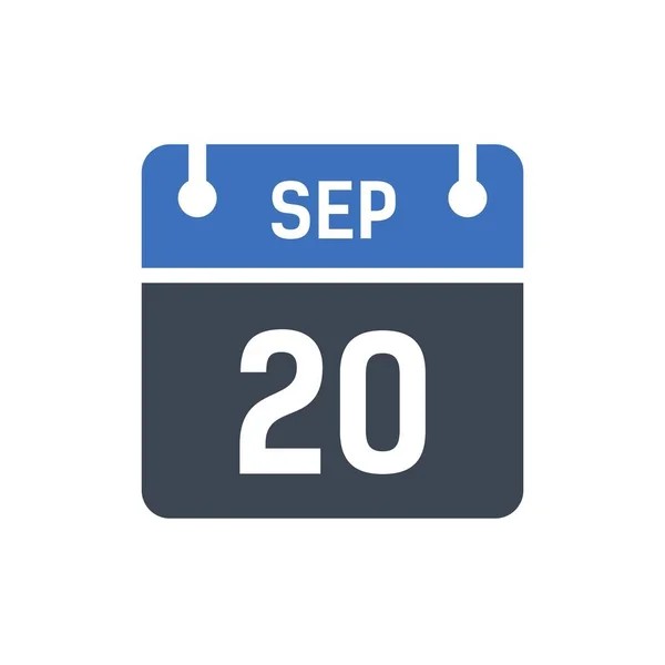 Septembre Icône Date Calendrier Illustration Vectorielle Style Plat Date Jour — Image vectorielle