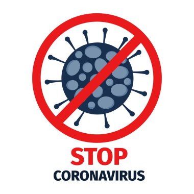 Coronavirus işaretini durdur. Covid-19 salgın ikonu. Vektör çizimi. Poster ve afiş için tasarım.
