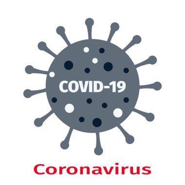 Coronavirus işaret simgesi. Covid-19 salgınını durdurun. Küresel salgın alarmı. Vektör illüstrasyonu beyaz arkaplanda izole edildi.