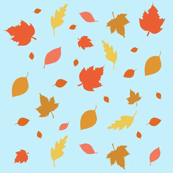 Feuilles Automne Fond Coloré Illustration Vectorielle Avec Éléments Isolés — Image vectorielle