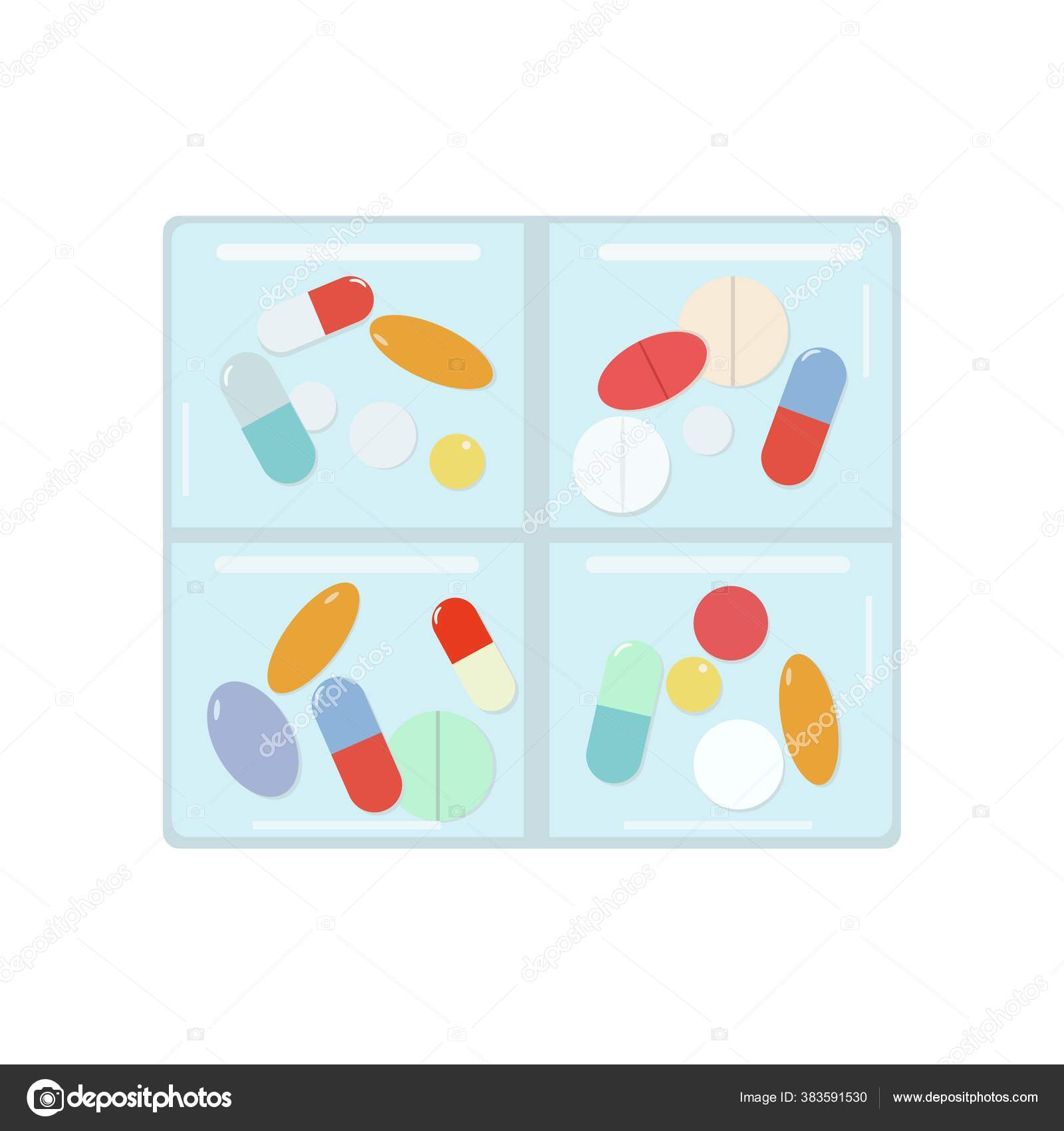 Vetores de Organizador De Pílulas Com Medicamentos Ilustração