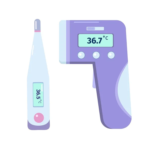 Diferentes Tipos Termômetros Médicos Para Verificação Temperatura Corporal Conceito Exame — Vetor de Stock