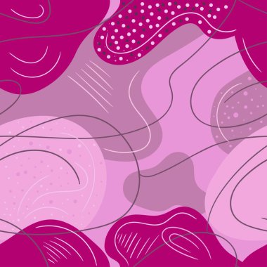 Karalama tarzında elle çizilmiş elementlerle soyut, pürüzsüz desen. Moda vektör arkaplanı. Tekstil, kumaş ve duvar kağıtları için çağdaş tasarım.