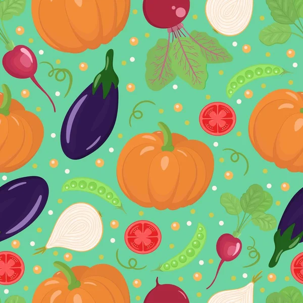 Modèle Légumes Sans Couture Automne Produits Biologiques Fond Concept Alimentation — Image vectorielle