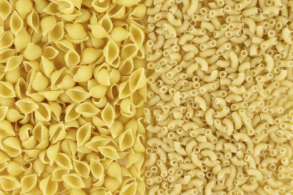 Två Typer Pasta Bakgrund Textur — Stockfoto