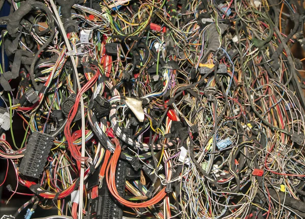 Bunch of old automobile wires and cables.