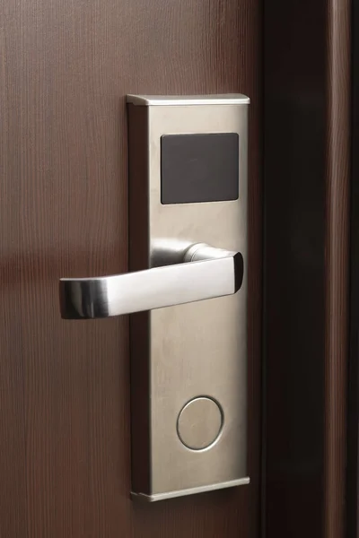 Hotel room electronic lock with key card.