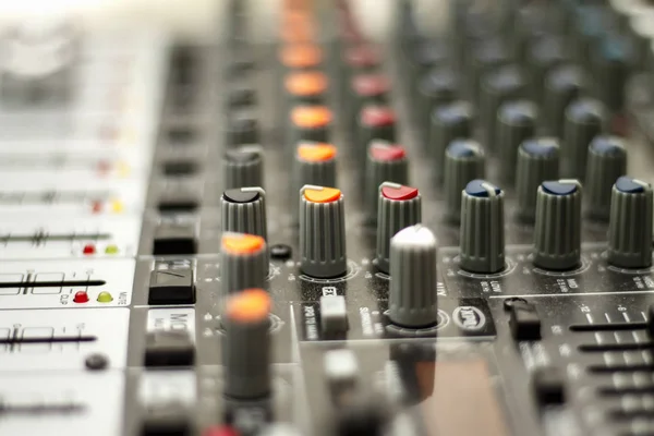 Mixing console. Closeup of sound mixing console.