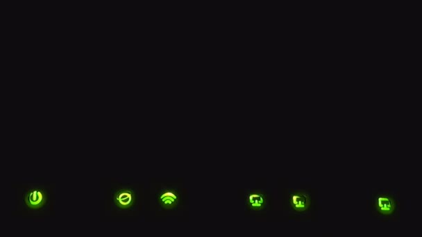 Groene modem LEDs in het donker — Stockvideo