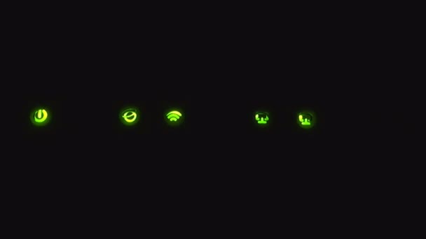 어둠 속에서 녹색 모뎀 LED — 비디오