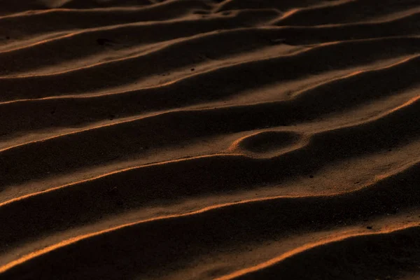 Luz Tarde Causa Padrão Forma Onda Areia Após Maré Baixa — Fotografia de Stock