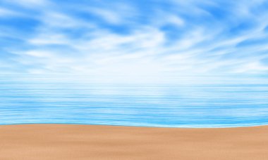 mavi gökyüzü ve okyanus sessizdir. Arka plan, duvar kağıdı ve illüstrasyon için kullanma