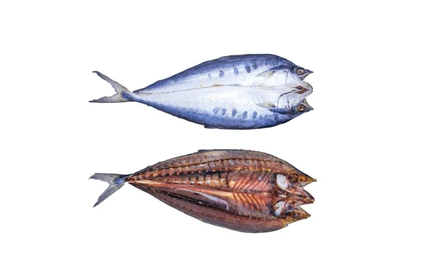 Соленая Сушеная Рыба Белом Фоне — стоковое фото