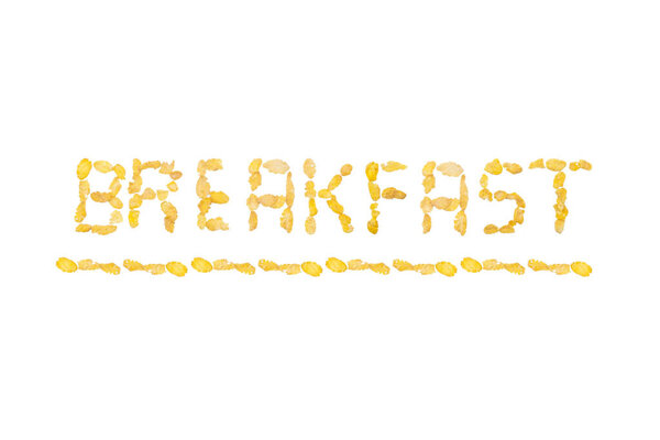 text breakfast from cereals isolated