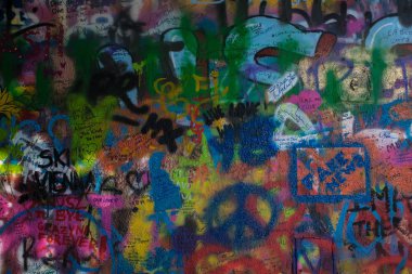 Prag Çek Cumhuriyeti John Lennon duvar colorfull grafitti doku