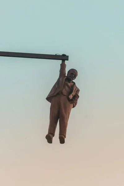 Prague, Czech Republic - September 20, 2019: Sculpture of David Black, hanging Seven Foot Sigmund Freud — Stock Photo, Image