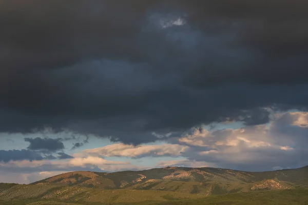 Gray Storm Clouds Mountain Autumn Landscape Rain Dark Blue Terrible — Stock Photo, Image