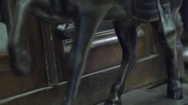 Antique Shop Black Edo Período Guerreiro Japonês Estátua Cavalo — Vídeo de Stock