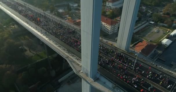 Istanbul Bosphorus Bridge Eurasie Maraton Letecký Pohled — Stock video