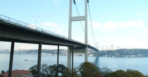 Bosporus Brug Van Istanbul Eurasia Marathon Luchtfoto — Stockvideo