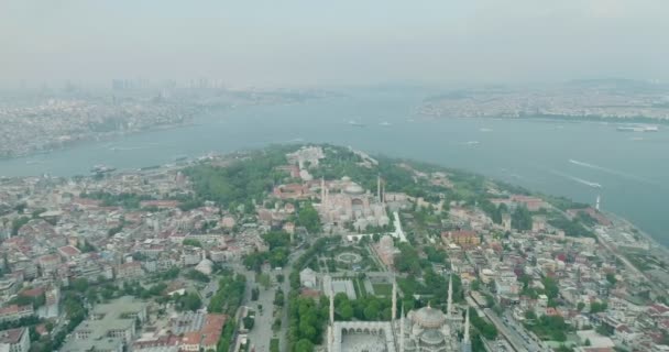 Estambul Península Histórica Santa Sofía Vista Aérea — Vídeos de Stock