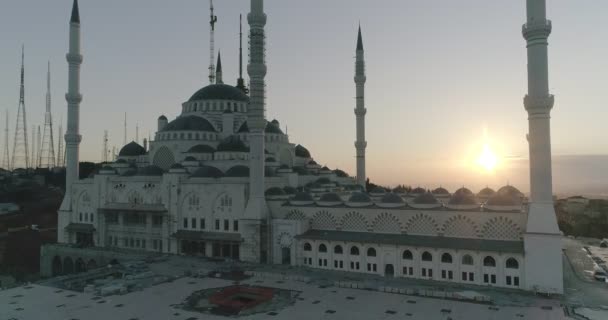 Istanbul Moskén Camlica Konstruktion Och Bosphorus Aerial View — Stockvideo