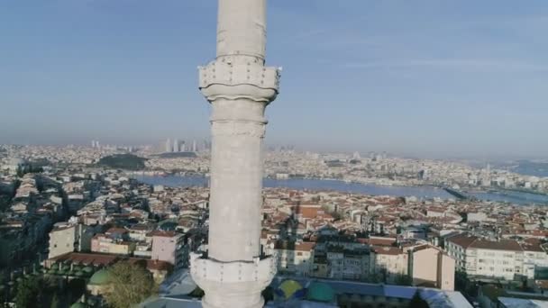 Istanbul Fatih Mosque Minaret Aerial View — Stock Video