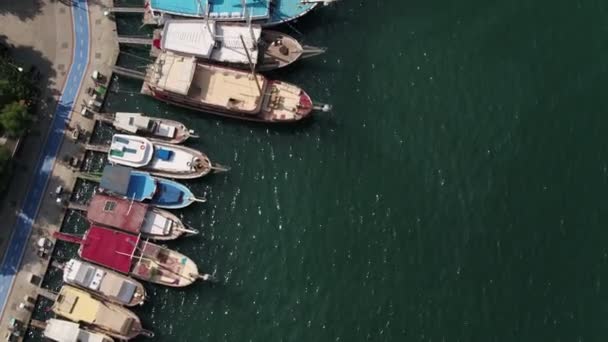 Barcos Mar Marina Vista Aérea — Vídeo de stock