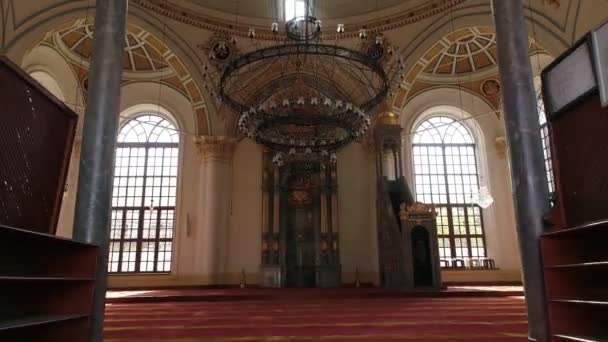 Konya Mosque Interior Exterior Aerial View — Stock Video